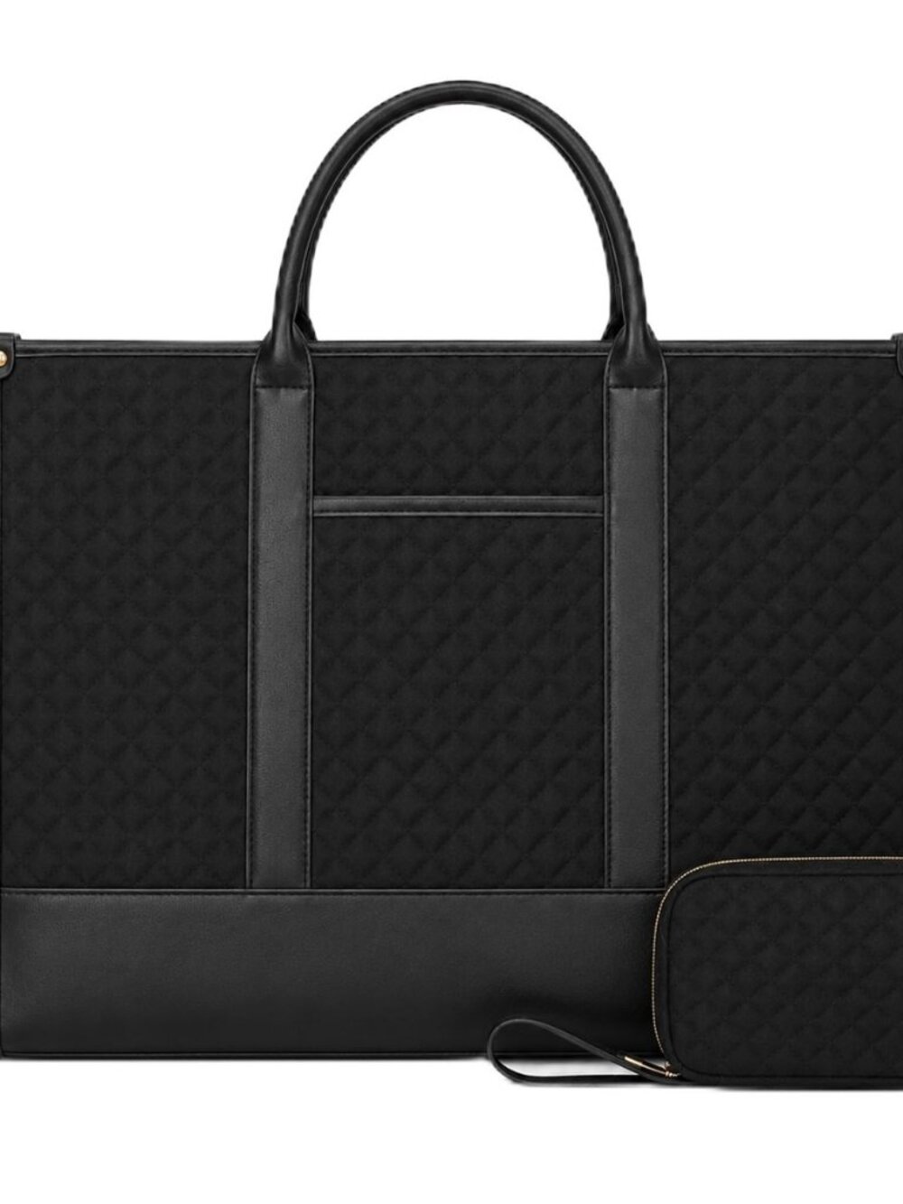Quilted Teacher Tote Bag for Women, 15.6 Inch Work Tote with Pouch